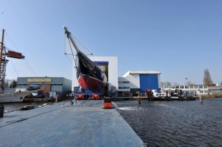 Superyacht Athos at her launch at Holland Jachtbouw
